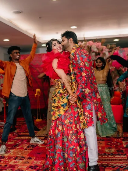 This is the energy I strive for. A happy couple lost in the moment during their Sangeeth, surrounded by friends, family, and the vibrant atmosphere my team and I create.