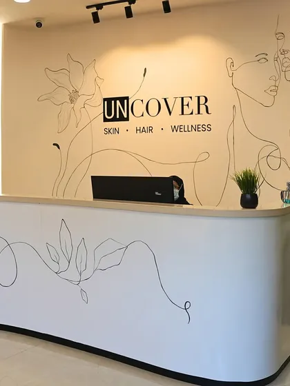 The reception at our newest clinic in Noida, designed to be a welcoming and aesthetically pleasing space.