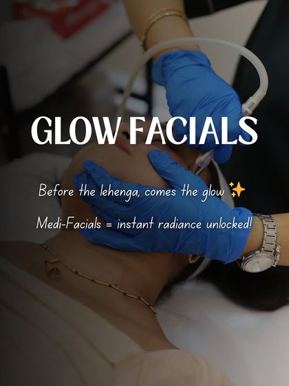 Before the lehenga comes the glow. My Glow Facials are a form of medi-facial designed to unlock instant radiance, making them a crucial first step in your event preparation.