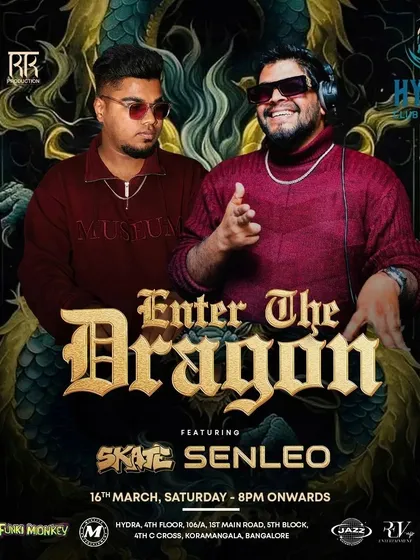 "Enter The Dragon" event flyer, a themed Saturday night where I performed alongside DJ Senleo at Hydra.