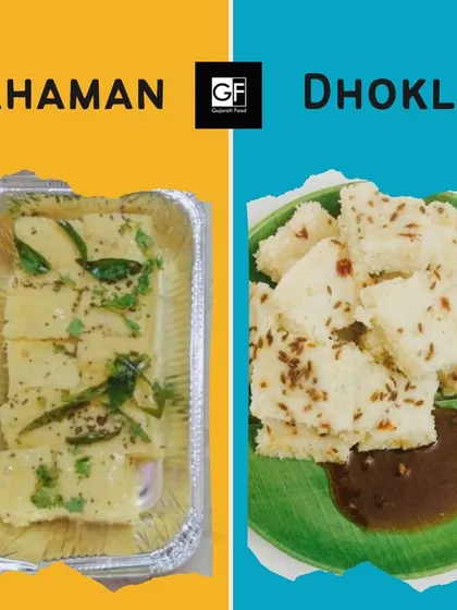 Here you can see two of my most popular steamed snacks. On the left is the savory Khaman, and on the right is the tangy Khatta Dhokla. Both are light, healthy, and a perfect example of authentic Gujarati farsan.