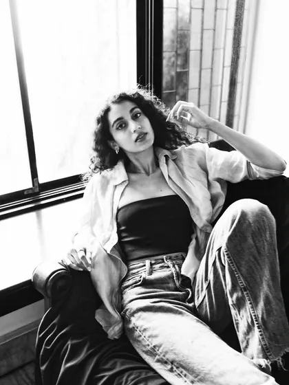 A classic, relaxed portrait in black and white. This kind of shot is perfect for capturing a person's natural personality.