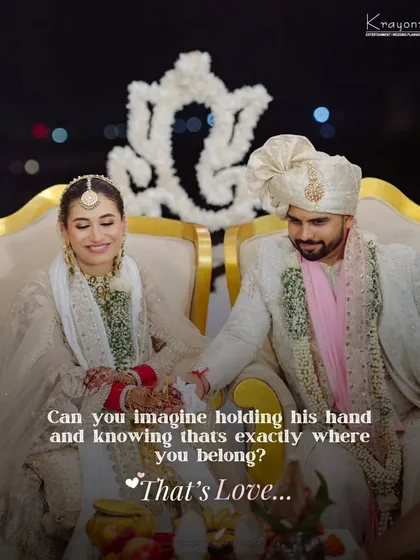 "Can you imagine holding his hand and knowing that's exactly where you belong? That's Love." A serene moment of togetherness during the wedding ceremony.