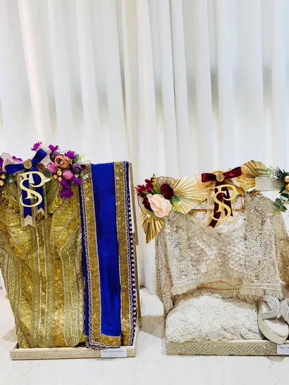 Two distinct styles, one beautiful story. This side-by-side view shows how I create a cohesive yet personalized look for the couple's trousseau.