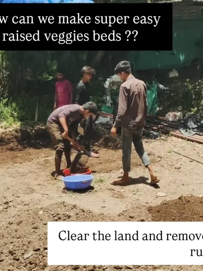 We can show you how to make super easy raised veggie beds. The first step is always to clear the land of any rubble and weeds to prepare a clean slate for your garden.