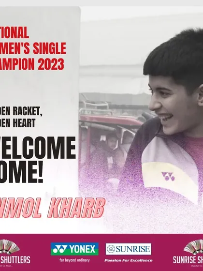 **Welcome Home, Champion.** A hero's welcome for Anmol Kharb after being crowned the National Women's Singles Champion of 2023.