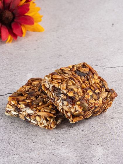 Two pieces of our crunchy peanut brittle, a perfect snack when you need a little energy boost.