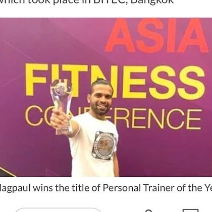 A collection of screenshots from Hindustan Times and Business Standard covering my win as the No. 1 Personal Trainer of the Year in Asia. I am grateful for the media coverage and the opportunity to highlight the importance of fitness professionals.