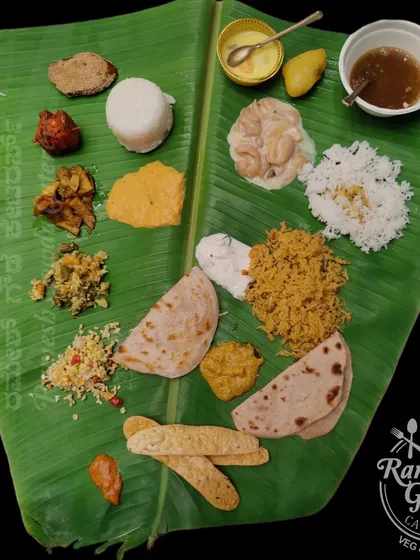 We offer a complete and authentic vegetarian 'baale yele oota'. This traditional feast includes a wide array of dishes, ensuring all your guests are well-cared for, regardless of their preference.