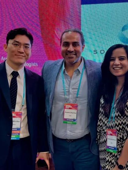 With colleagues at Korea Derma 2024. Building these international relationships is essential for global collaboration in medical research and practice.