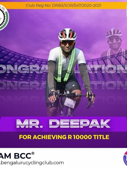 A huge congratulations to Mr. Deepak for achieving the prestigious R10000 title. This is awarded to randonneurs who complete a 10,000 km ride, a truly elite level of ultra endurance cycling.