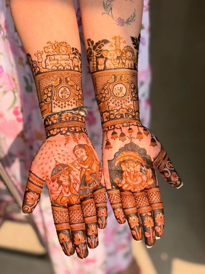 This design includes a beautiful depiction of Yashoda and Krishna, adding a traditional and divine touch to the baby shower celebration.