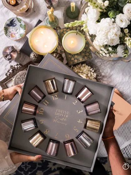 Time is of the essence. Turn back the clock on beautiful moments with my signature festive gift, the Eternal Allure gift box. It features 12 exquisite fragrances artfully curated into a clock to evoke nostalgia.