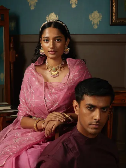 A moment of regal elegance from a campaign I styled for Label by Shalini Bhagat. The focus was on creating a timeless, painterly image that highlights the richness of the pink organza sari.