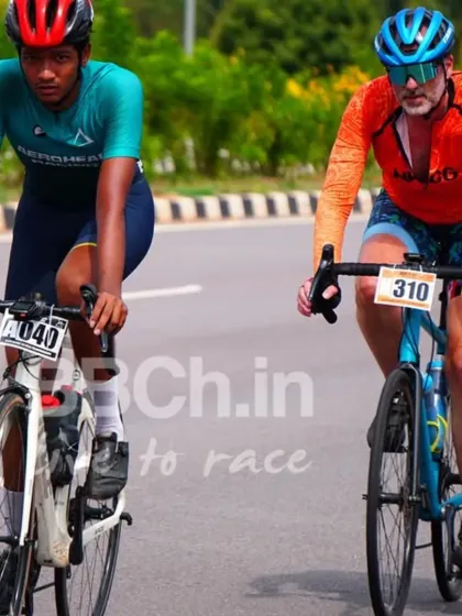 Two riders from different age categories, amateur and masters, share the road. This shows the diverse and inclusive community I've built.