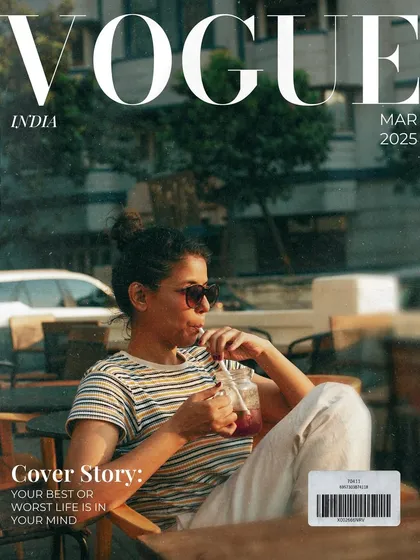 A fun, creative edit turning a candid cafe photo into a mock Vogue cover. This shows my playful side and my skills in graphic design and editing.