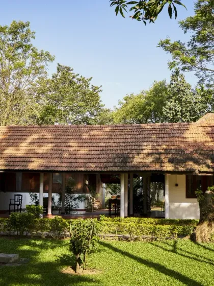 This is our Kayamkulam Mana, a 75-year-old heritage building that was once the home of a wealthy Rawuther family in Kerala. We carefully relocated and restored it here in Bengaluru to serve as a serene retreat for our guests.