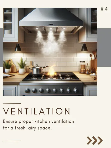 Proper ventilation is a non-negotiable for a fresh, airy kitchen. A powerful and well-placed chimney or exhaust fan is crucial for removing smoke, steam, and cooking odors.