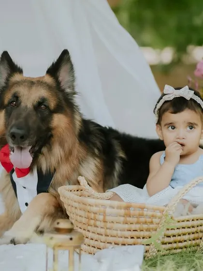 A girl and her best friend. This portrait from an outdoor family session shows that fur babies are an essential part of the family, and I love including them in our photoshoots.