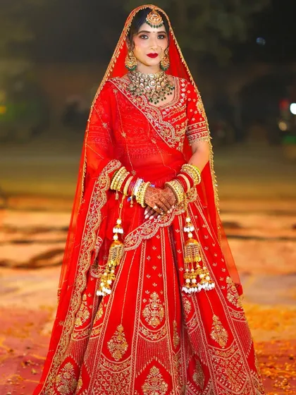 This is the classic red bridal look that so many of my brides dream of. I made sure she looked absolutely radiant and felt like a queen for her phera ceremony.