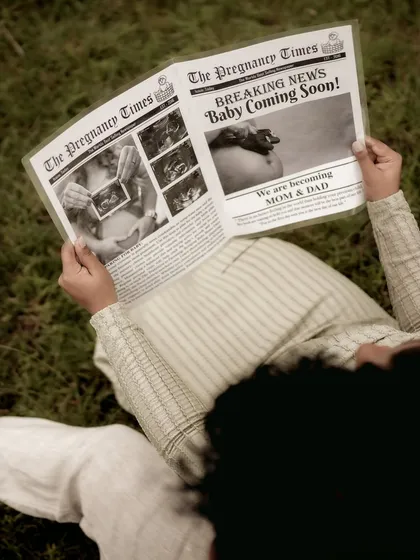 I love getting creative with pregnancy announcements. This "Pregnancy Times" newspaper prop is a fun, unique way to share the big news. It shows that your announcement can be as personal and imaginative as your story.