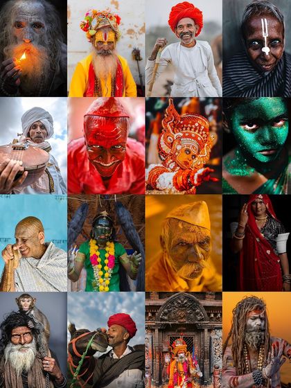 A collage showcasing the incredible diversity of faces I have photographed across India. Each square represents a different story, culture, and expression of humanity.
