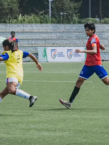 Our player on the attack during the RFYC finals. This image captures the high level of competition and technical skill displayed by our U15 girls team.