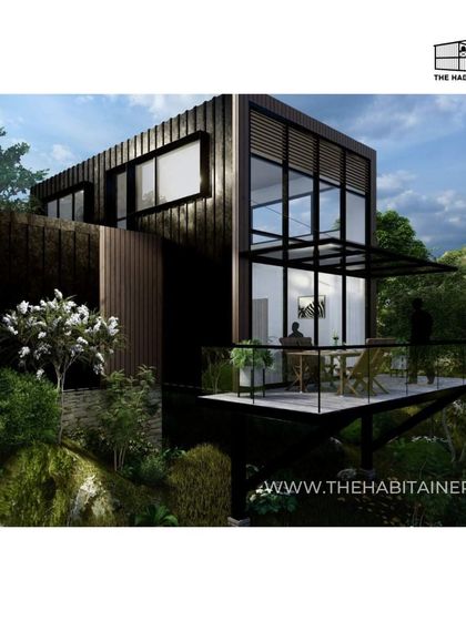 Another view of the forest container home render.