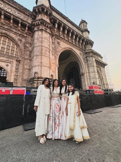 A group photo at the Gateway of India for the Lokmat Maharashtrian of the Year awards.