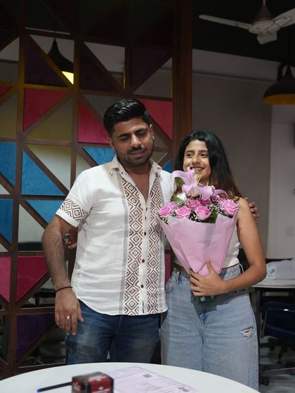 A moment of pure happiness with my manager after signing with my dream team.