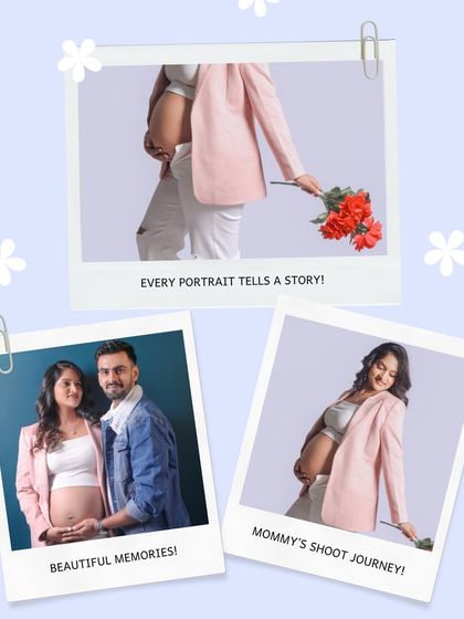 This creative collage tells a story of the maternity shoot itself. It combines solo portraits, couple shots, and artistic details to create a beautiful visual diary of this memorable day.