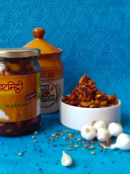 Fresh garlic pickle and my ginger-garlic-green chilli mix pickle are always in demand. They add a powerful punch of flavour to any meal.