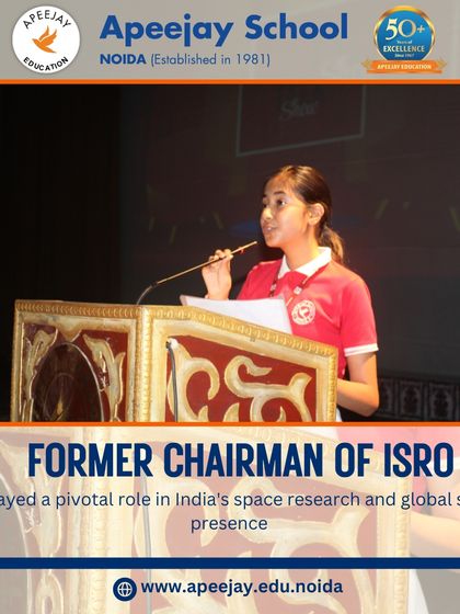 We paid solemn homage to Dr. K. Kasturirangan, the legendary scientist and architect of NEP 2020. A student delivers a speech during a special assembly honoring his contributions to science and education.