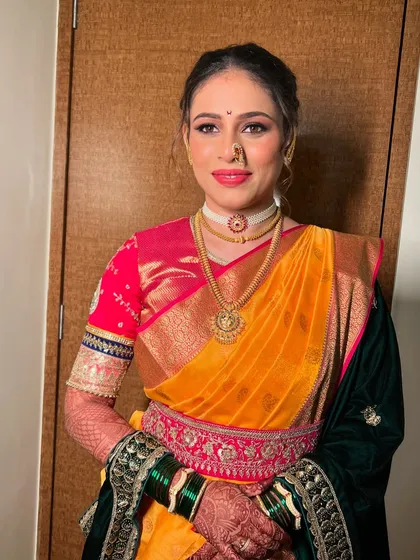 A confident portrait of my bride in her full nauvari attire.