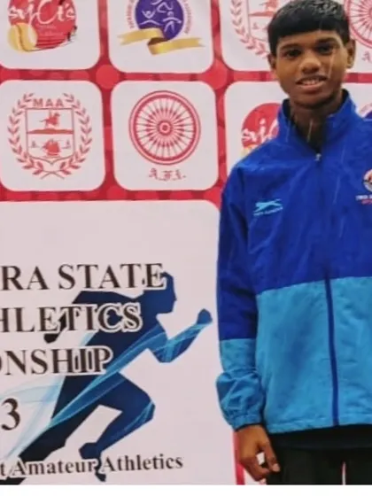 My athlete Thanish Gaddam at the 37th Maharashtra State Junior Athletics Championship. He was among the top finalists and achieved his personal best.