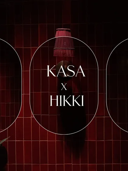 A branding image for our collaboration with Hikki restaurant, showcasing the moody red wall tiles that have become a signature element of the interior design.