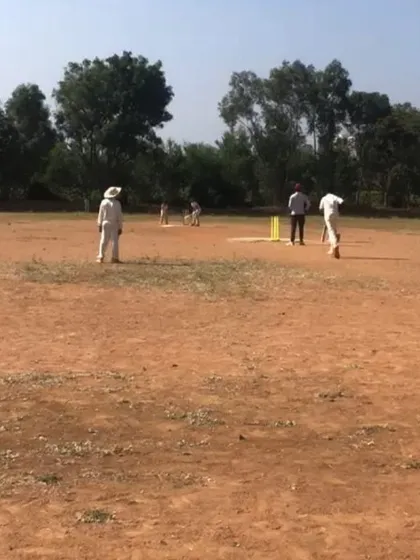 A live-action shot from a U-13 cricket match. We ensure players get valuable, real-world match time on proper cricket grounds to hone their skills.