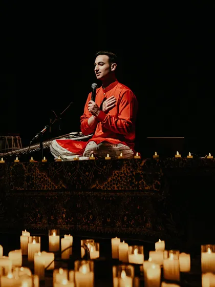 Guiding the audience through a meditation in Ahmedabad. My goal is to create a comfortable space where everyone feels they can participate, reflect, and find a moment of peace in their busy lives.