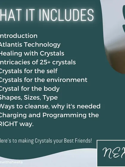 A detailed list of what's included in the Crystal Discovery Course. From introduction to programming, this course covers everything you need to know to work with crystals effectively.