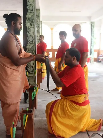 Here, I present an arrow to a student, an act symbolizing the transfer of knowledge. Each arrow they shoot carries with it the teachings and blessings of the entire lineage.