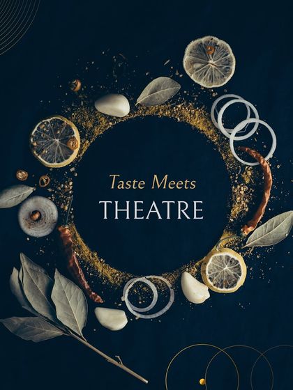 Taste meets theatre. This image captures the essence of our philosophy, showcasing the fresh, aromatic ingredients like dried lemon, garlic, and spices that form the foundation of our theatrical culinary creations.