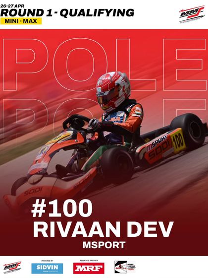 Rivaan Dev takes pole position in the Mini Category for Round 1 of the Meritus Cup.