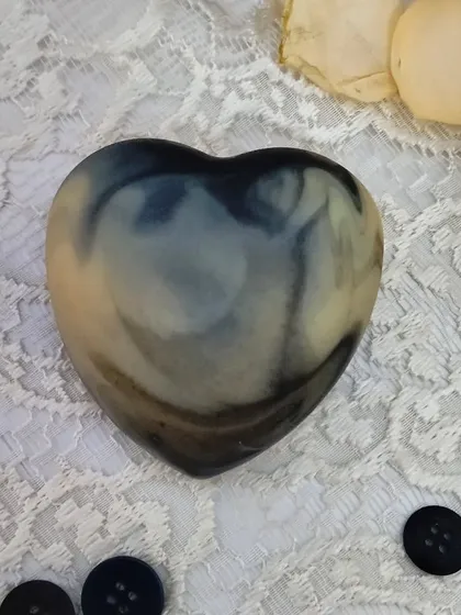 A single heart-shaped Lush Lavender soap, a perfect little piece of affordable luxury.