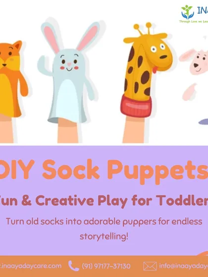 An infographic introducing our DIY sock puppet project. This activity is a perfect way to turn old socks into new friends for endless hours of storytelling and imaginative play.