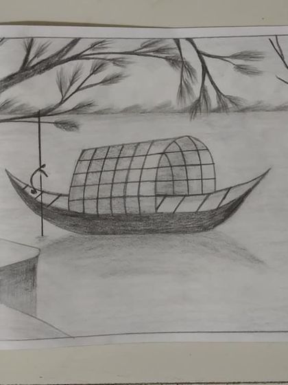 A peaceful boat scene created by a student during one of our online classes.