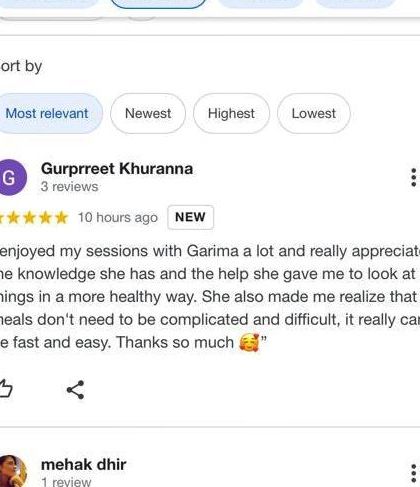 This client review points out how my sessions help people realize that healthy meals don't need to be complicated or difficult. My approach makes healthy eating fast and easy.