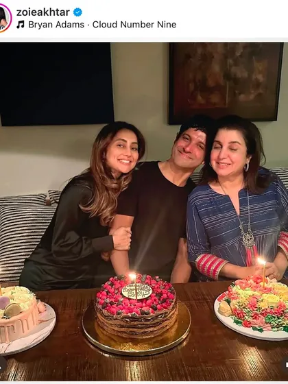 Another wonderful shot from the celebration, shared by Zoya Akhtar. It's always a joy to see my creations bringing smiles to faces.