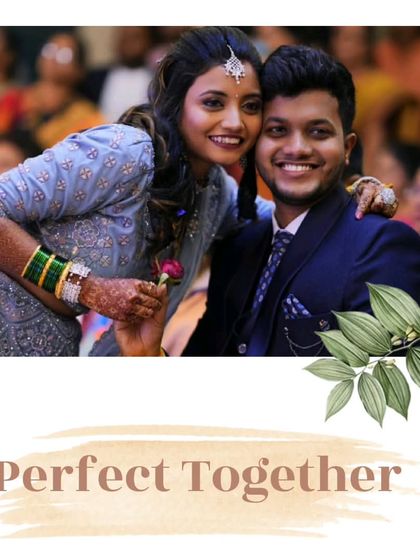 This couple is perfectly matched for their special day. She is in a lovely powder blue lehenga, and he is in a sharp navy suit, creating a harmonious and stylish look.