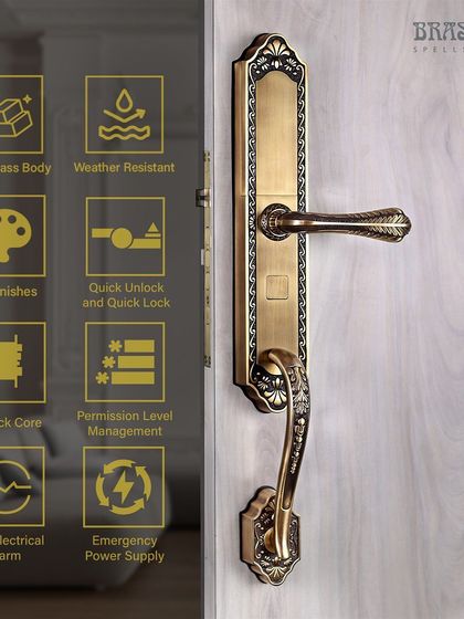 My Digital Lock in an Antique Brass Finish, demonstrating how advanced technology can be wrapped in traditional beauty. This lock provides modern security features like a touch-sensitive panel and advanced encryption without compromising on classic aesthetic appeal.