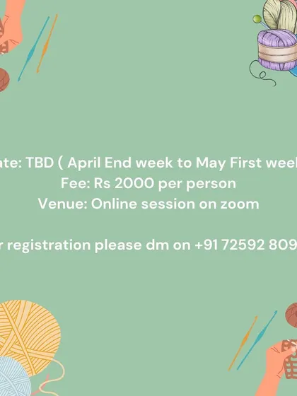 This image provides the details for our 4-session advanced crochet course, perfect for those who have already mastered the basics.